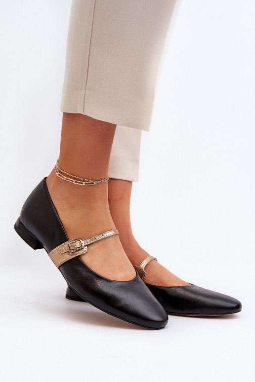 Women's Leather Ballerina Flats Laura Messi 2774 Black Women's Leather Ballerina Flats Laura Messi 2774 Black