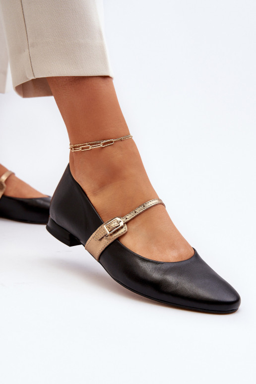 Women's Leather Ballerina Flats Laura Messi 2774 Black Women's Leather Ballerina Flats Laura Messi 2774 Black