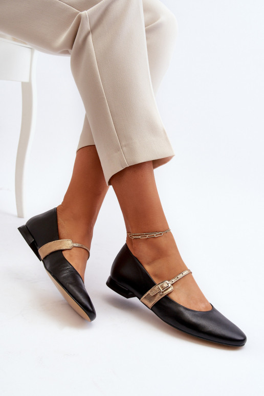 Women's Leather Ballerina Flats Laura Messi 2774 Black Women's Leather Ballerina Flats Laura Messi 2774 Black