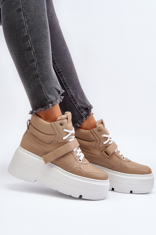 Zazoo 3450 Women's Leather Sneakers Beige Zazoo 3450 Women's Leather Sneakers Beige