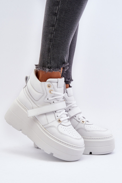 White Women's Leather Sneakers Zazoo 3450 White Women's Leather Sneakers Zazoo 3450