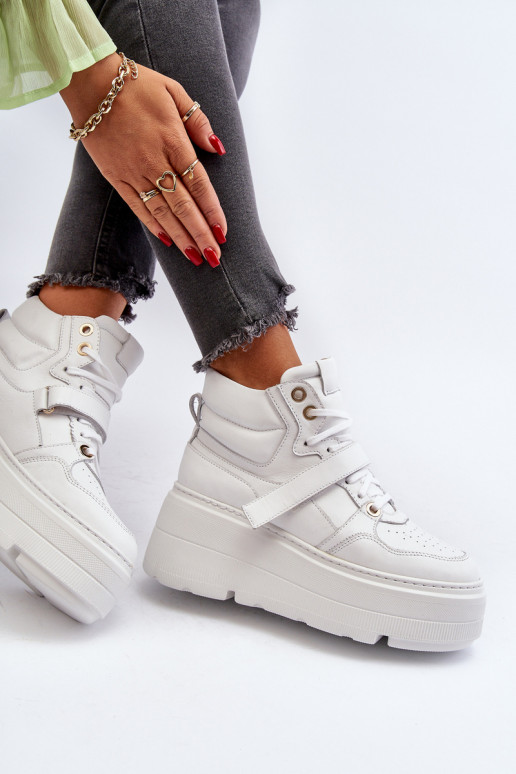 White Women's Leather Sneakers Zazoo 3450 White Women's Leather Sneakers Zazoo 3450