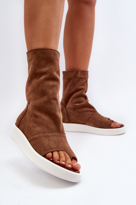 Brown Women's Suede Sandals with Upper Zazoo 3441 Brown Women's Suede Sandals with Upper Zazoo 3441