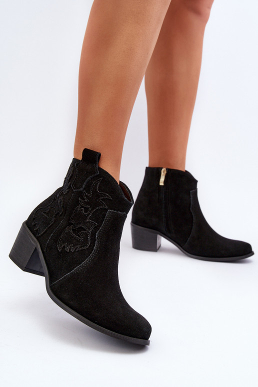 Zazoo 3426 Women's Suede Cowboy Boots Black Zazoo 3426 Women's Suede Cowboy Boots Black