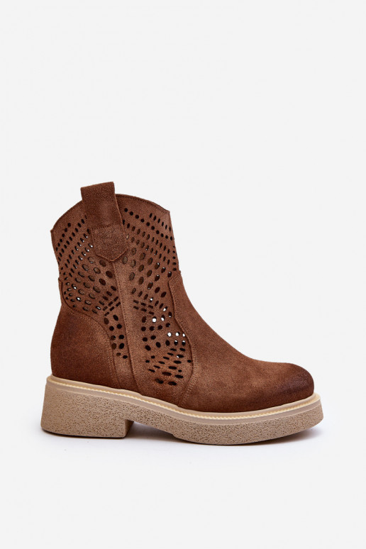 Zazoo 3470 Suede Women's Flat Heel Lace-Up Boots Brown Zazoo 3470 Suede Women's Flat Heel Lace-Up Boots Brown