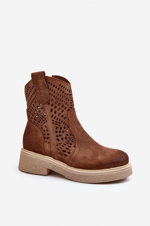 Zazoo 3470 Suede Women's Flat Heel Lace-Up Boots Brown Zazoo 3470 Suede Women's Flat Heel Lace-Up Boots Brown