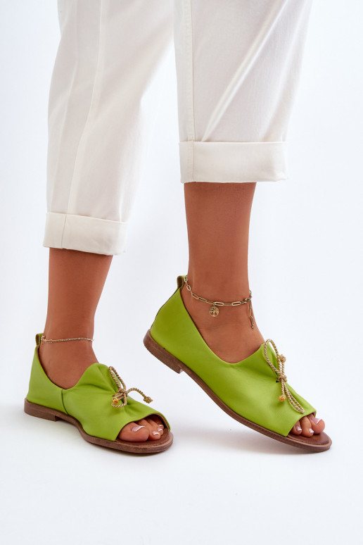 Zazoo 2660 Women's Leather Ballerina Flats Lime Zazoo 2660 Women's Leather Ballerina Flats Lime