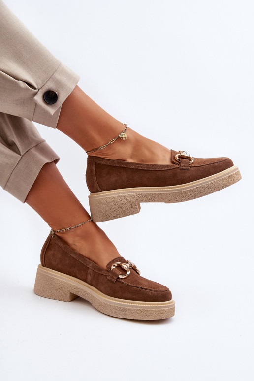 Zazoo 3429 Suede Women's Moccasins With Decoration Brown