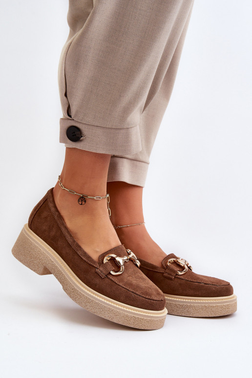 Zazoo 3429 Suede Women's Moccasins With Decoration Brown