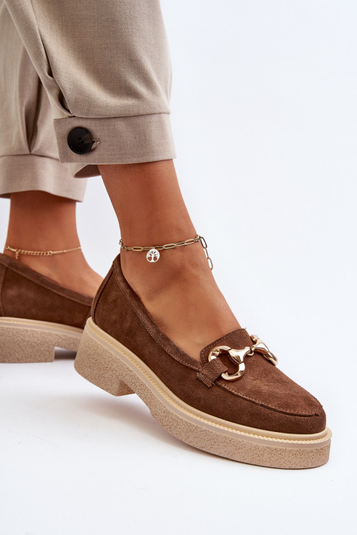 Zazoo 3429 Suede Women's Moccasins With Decoration Brown