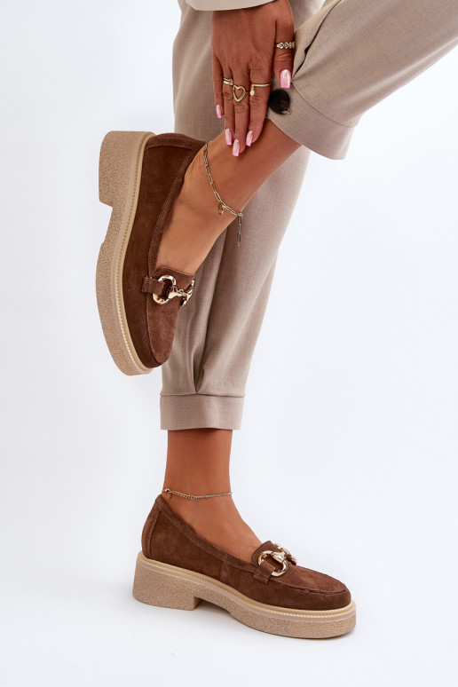 Zazoo 3429 Suede Women's Moccasins With Decoration Brown