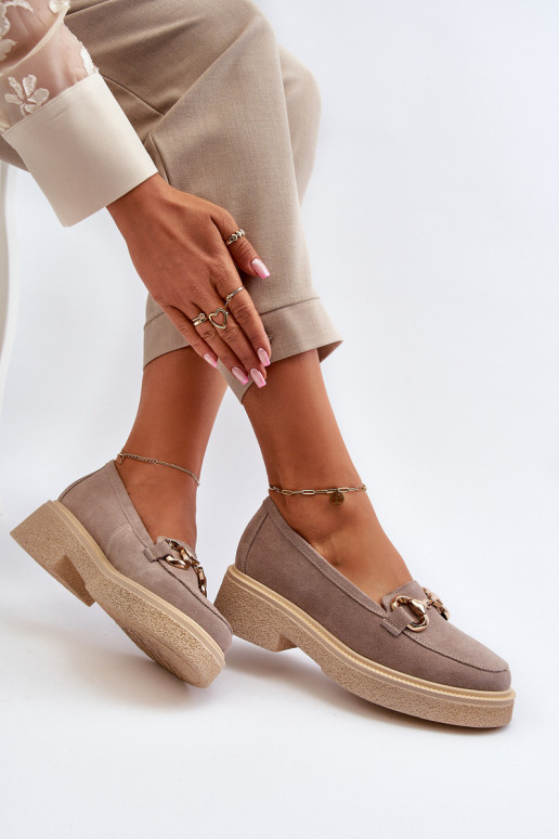 Zazoo 3429 Suede Women's Moccasins With Decoration Brown