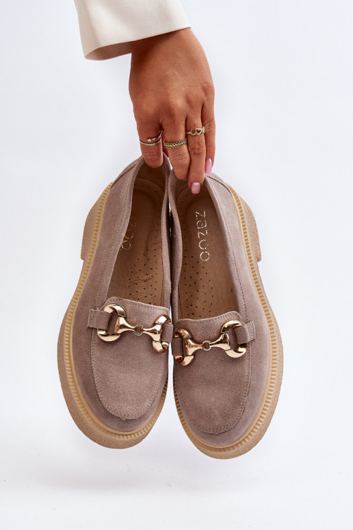 Zazoo 3429 Suede Women's Moccasins With Decoration Brown