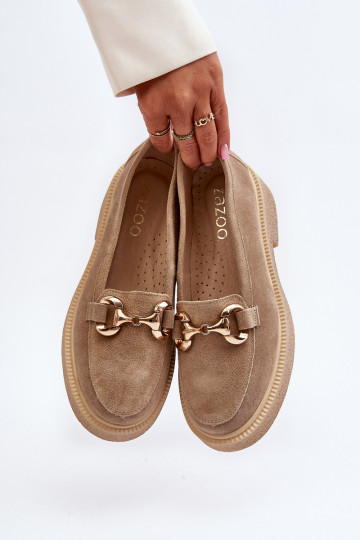 Zazoo 3429 Suede Women's Moccasins With Decoration Beige 2