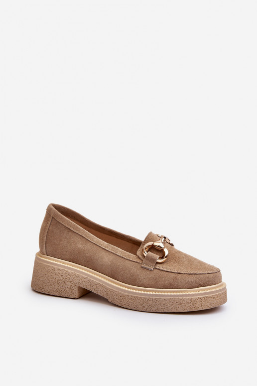 Zazoo 3429 Suede Women's Moccasins With Decoration Beige