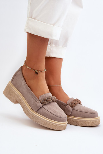 Women's Suede Moccasins with Decoration Cappuccino Zazoo 3429/W 2