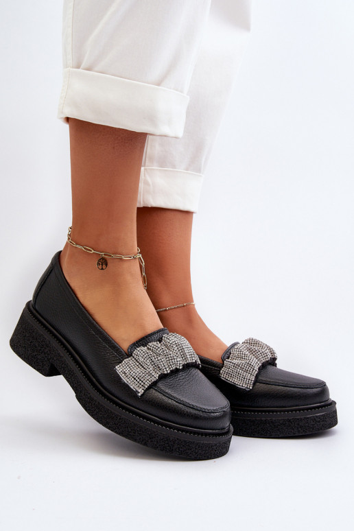 Women's Leather Loafers with Decorative Strap Zazoo 3419 Black Women's Leather Loafers with Decorative Strap Zazoo 3419 Black