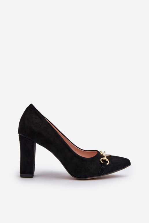 Black Suede Pumps with Heart on Heel Zazoo 2453/OS Black Suede Pumps with Heart on Heel Zazoo 2453/OS