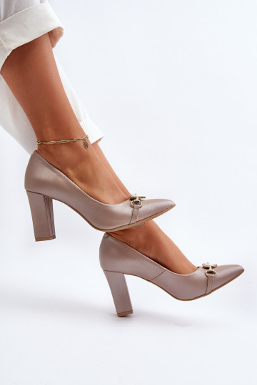Pearl Heart Leather Court Shoes with Block Heel Zazoo 2453/OS 2