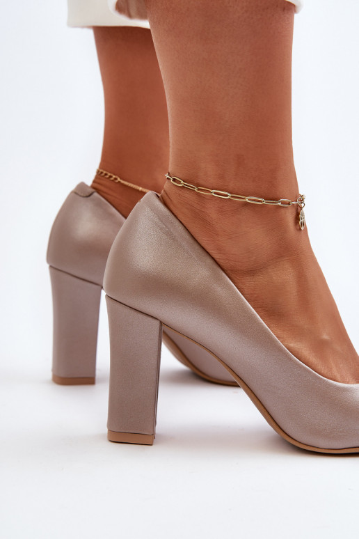 Pearl Heart Leather Court Shoes with Block Heel Zazoo 2453/OS