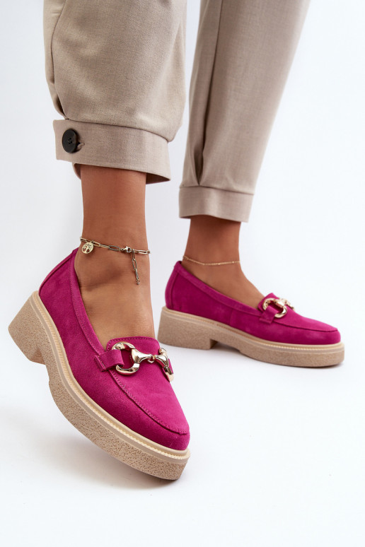Zazoo 3429 Suede Women's Moccasins with Decoration Fuchsia Zazoo 3429 Suede Women's Moccasins with Decoration Fuchsia