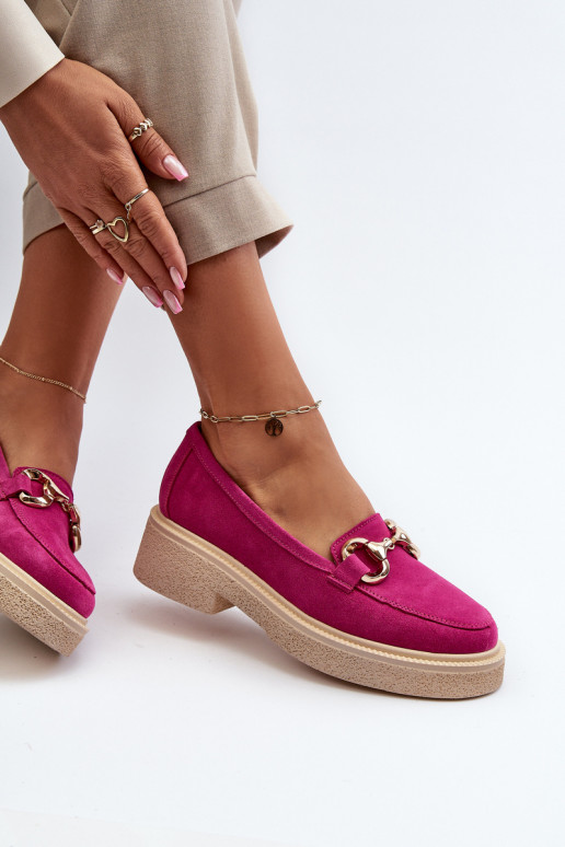 Zazoo 3429 Suede Women's Moccasins with Decoration Fuchsia Zazoo 3429 Suede Women's Moccasins with Decoration Fuchsia