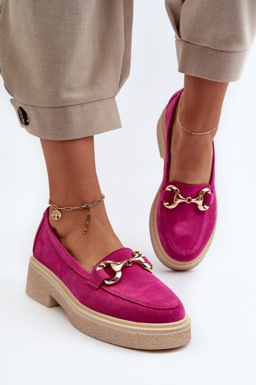 Zazoo 3429 Suede Women's Moccasins with Decoration Fuchsia Zazoo 3429 Suede Women's Moccasins with Decoration Fuchsia