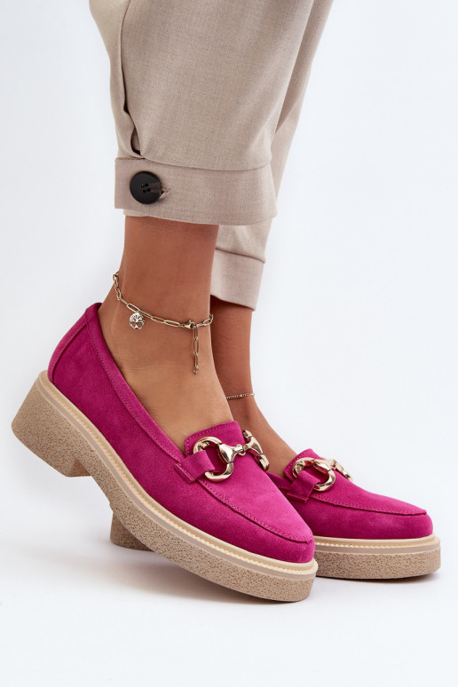 Zazoo 3429 Suede Women's Moccasins with Decoration Fuchsia Zazoo 3429 Suede Women's Moccasins with Decoration Fuchsia