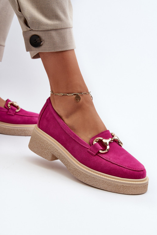 Zazoo 3429 Suede Women's Moccasins with Decoration Fuchsia Zazoo 3429 Suede Women's Moccasins with Decoration Fuchsia