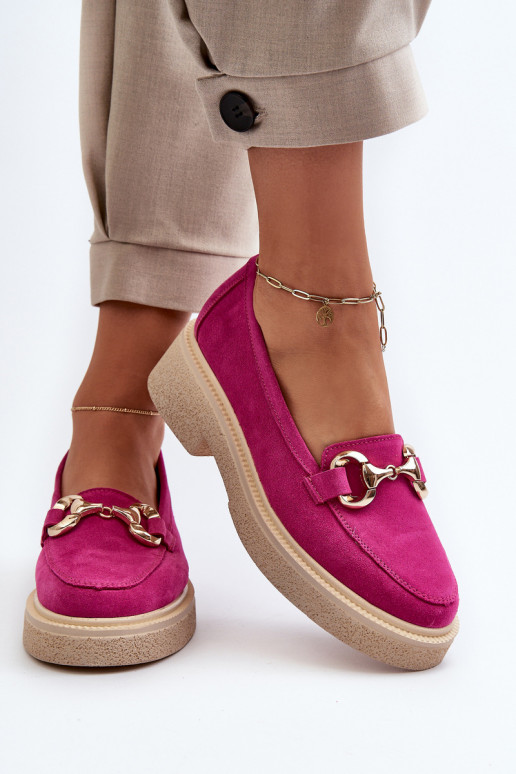 Zazoo 3429 Suede Women's Moccasins with Decoration Fuchsia Zazoo 3429 Suede Women's Moccasins with Decoration Fuchsia