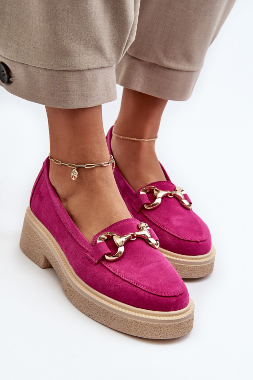 Zazoo 3429 Suede Women's Moccasins with Decoration Fuchsia Zazoo 3429 Suede Women's Moccasins with Decoration Fuchsia
