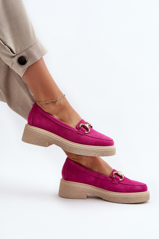 Zazoo 3429 Suede Women's Moccasins with Decoration Fuchsia Zazoo 3429 Suede Women's Moccasins with Decoration Fuchsia