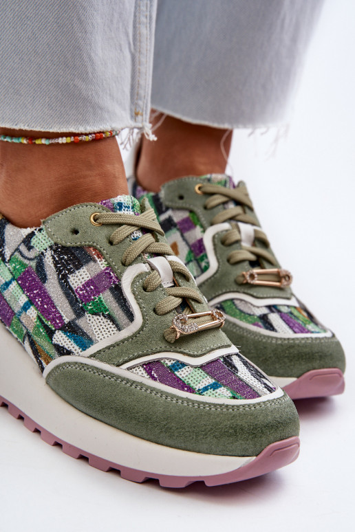 Women's Leather Platform Sneakers Maciejka 06390-09 Seledynowe Women's Leather Platform Sneakers Maciejka 06390-09 Seledynowe