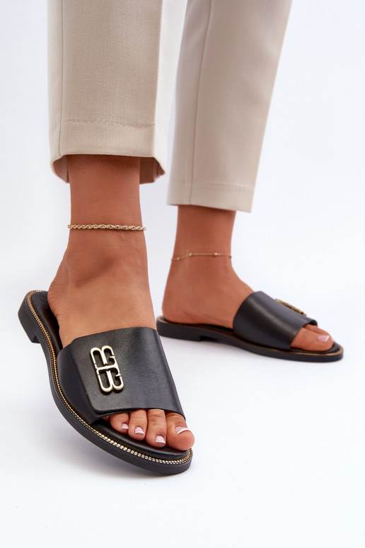 Zazoo 40384 Elegant Black Women's Leather Slippers Zazoo 40384 Elegant Black Women's Leather Slippers