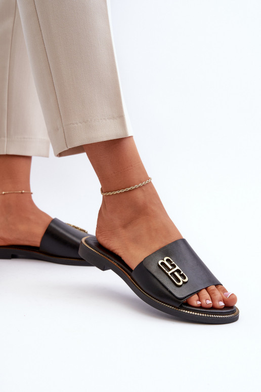 Zazoo 40384 Elegant Black Women's Leather Slippers Zazoo 40384 Elegant Black Women's Leather Slippers