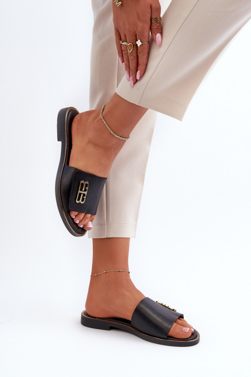 Zazoo 40384 Elegant Black Women's Leather Slippers Zazoo 40384 Elegant Black Women's Leather Slippers