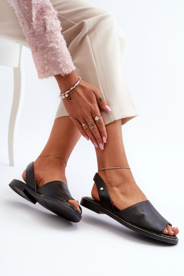 Leather Slip-on Sandals Black Alivia 2