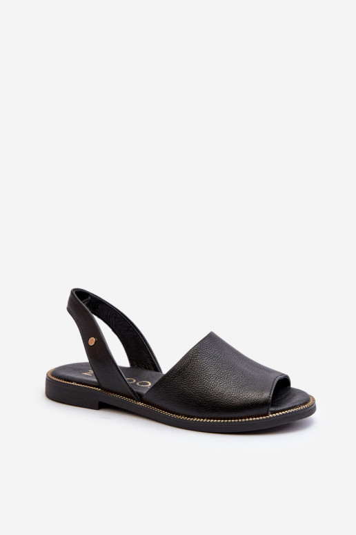 Leather Slip-on Sandals Black Alivia Leather Slip-on Sandals Black Alivia