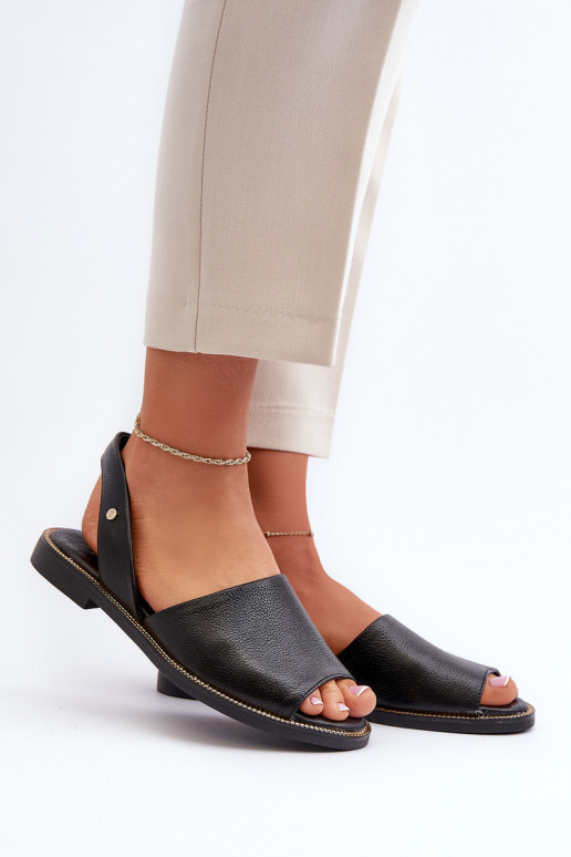 Leather Slip-on Sandals Black Alivia Leather Slip-on Sandals Black Alivia