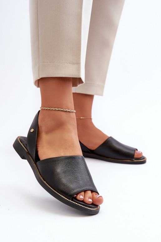 Leather Slip-on Sandals Black Alivia Leather Slip-on Sandals Black Alivia