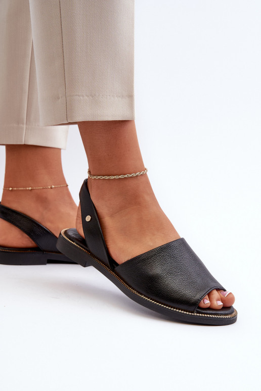 Leather Slip-on Sandals Black Alivia Leather Slip-on Sandals Black Alivia