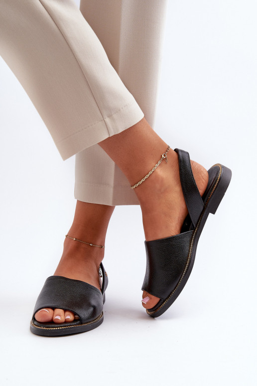 Leather Slip-on Sandals Black Alivia Leather Slip-on Sandals Black Alivia