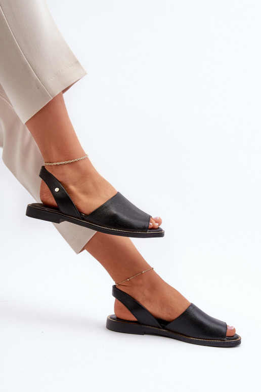 Leather Slip-on Sandals Black Alivia Leather Slip-on Sandals Black Alivia