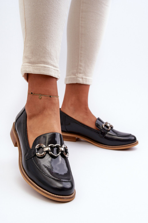 Leather Women's Patent Loafers Laura Messi 2760 Navy Leather Women's Patent Loafers Laura Messi 2760 Navy