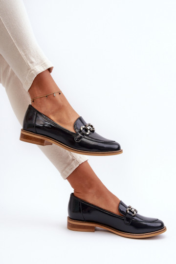 Leather Women's Patent Loafers Laura Messi 2760 Navy 2