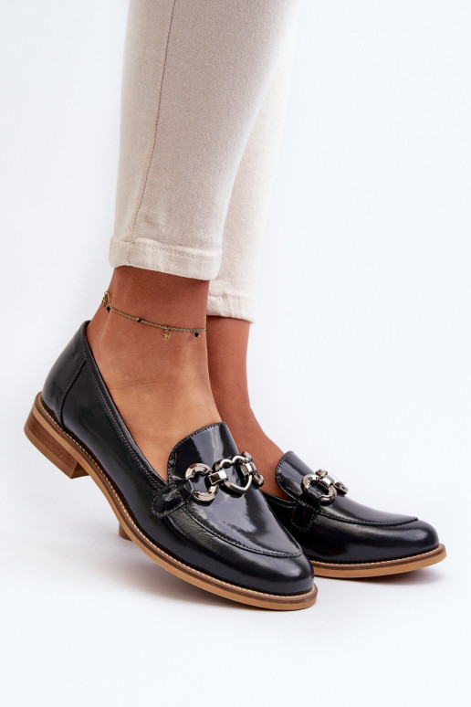 Leather Women's Patent Loafers Laura Messi 2760 Navy Leather Women's Patent Loafers Laura Messi 2760 Navy