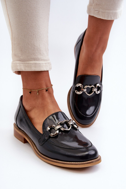 Leather Women's Patent Loafers Laura Messi 2760 Navy Leather Women's Patent Loafers Laura Messi 2760 Navy