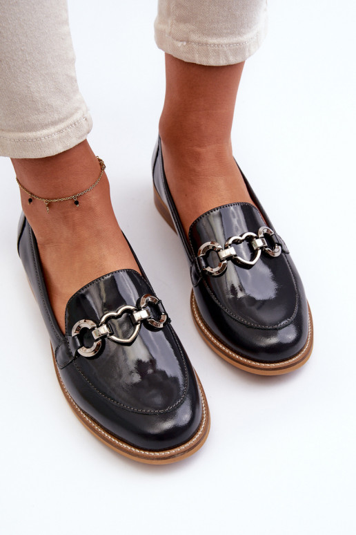Leather Women's Patent Loafers Laura Messi 2760 Navy Leather Women's Patent Loafers Laura Messi 2760 Navy