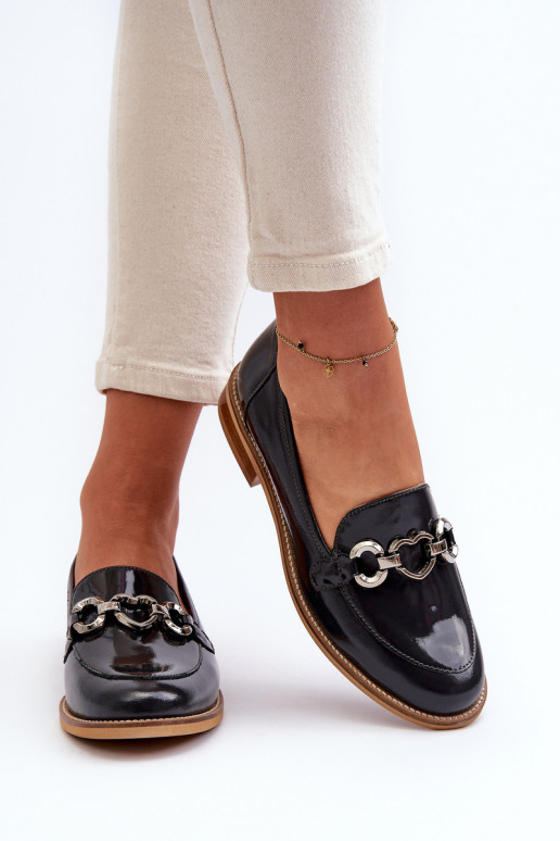 Leather Women's Patent Loafers Laura Messi 2760 Navy Leather Women's Patent Loafers Laura Messi 2760 Navy