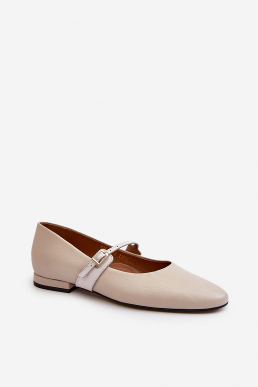 Women's Leather Ballerina Flats Laura Messi 2774 Beige Women's Leather Ballerina Flats Laura Messi 2774 Beige